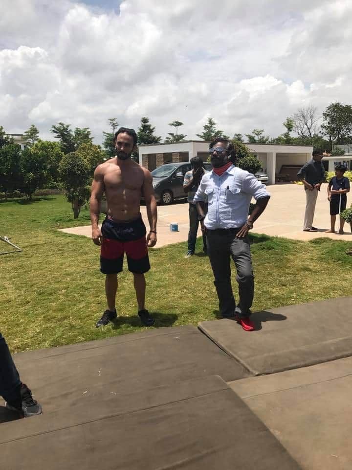 Film crew working on set