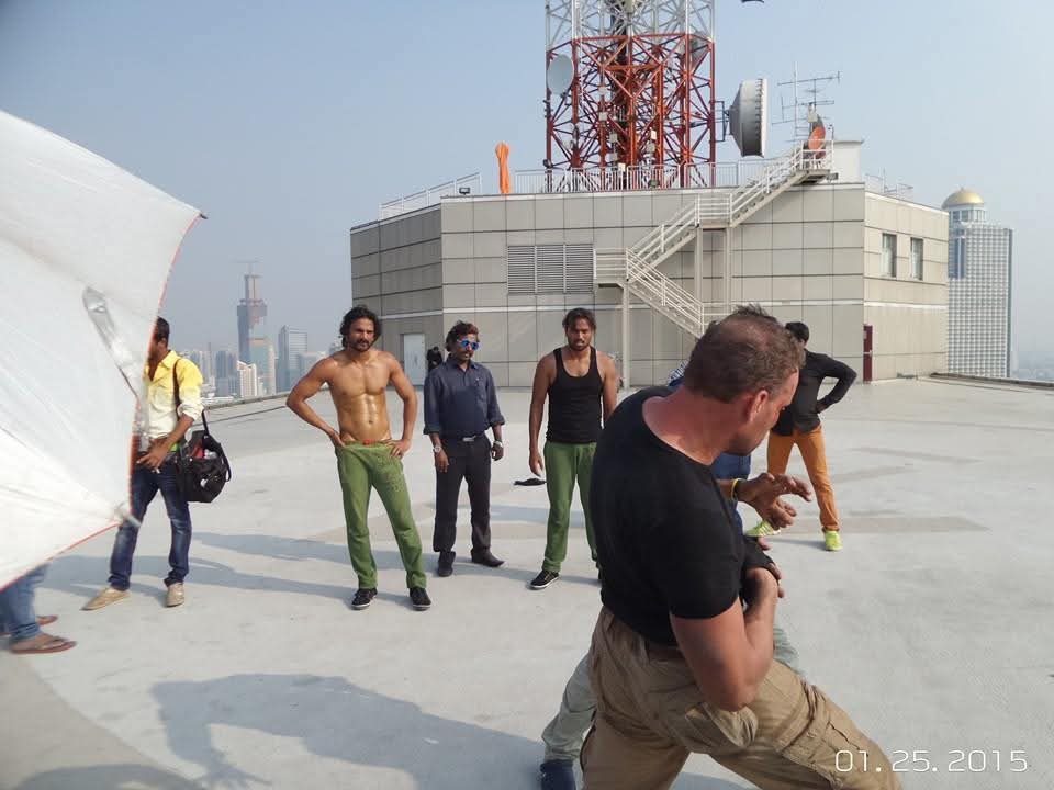 Director working with actors on set