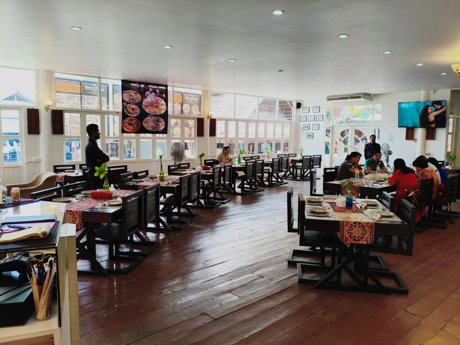 Buffet setup with decorative elements