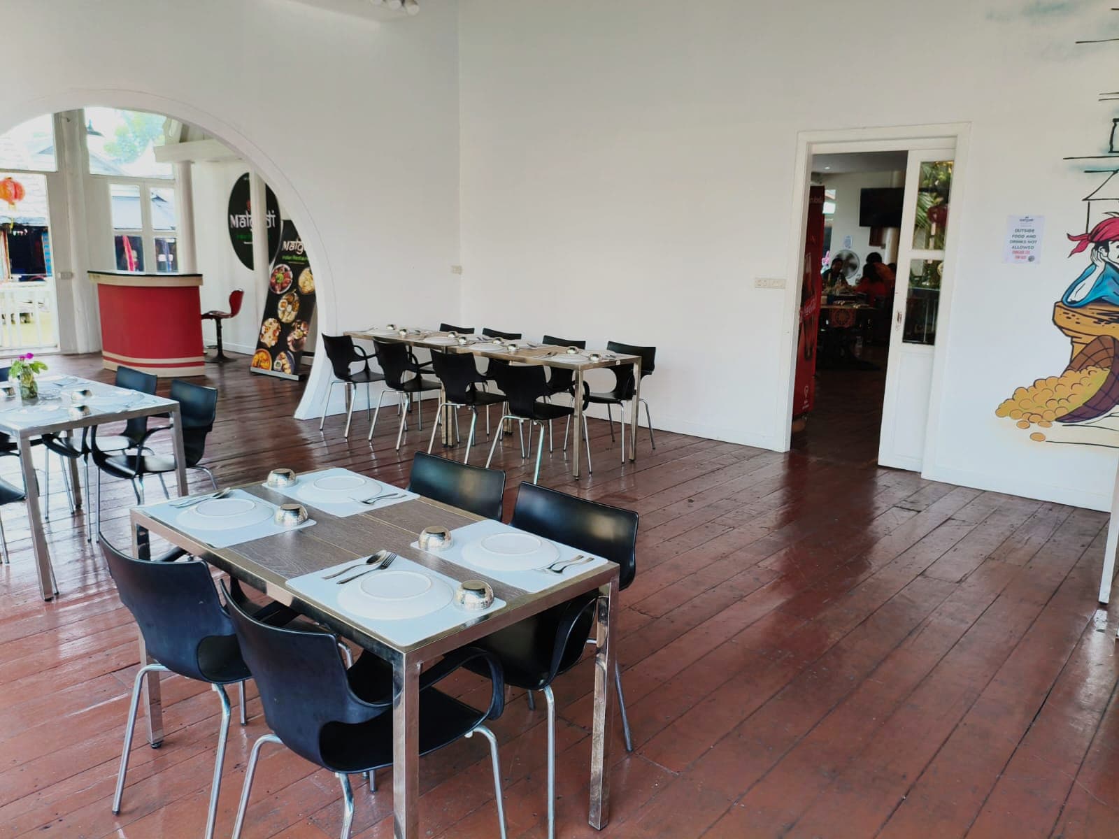 Dining room with buffet setup