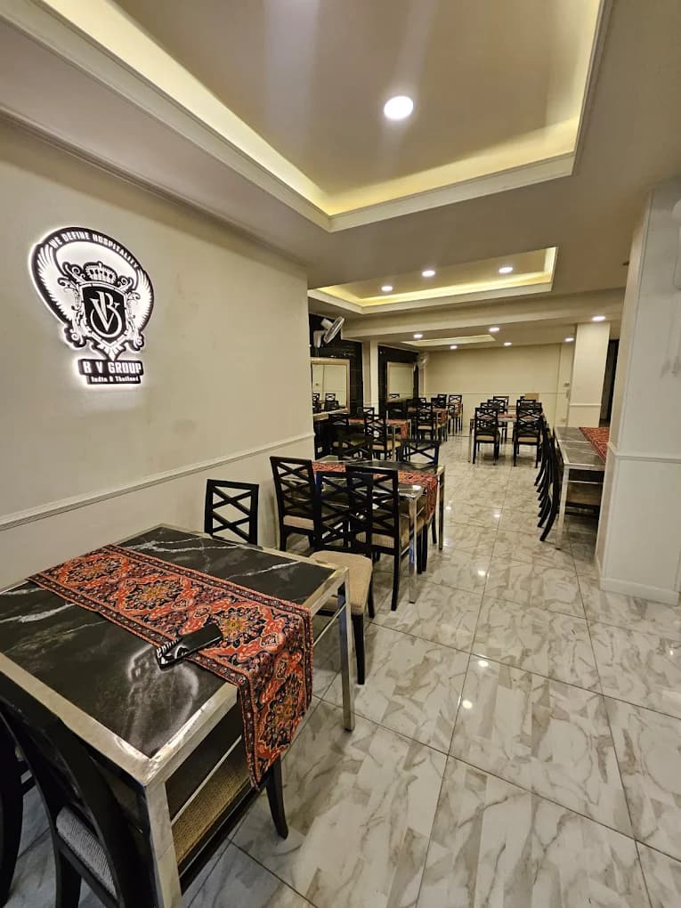 Hyderabad Nawabs dining hall with colorful interiors